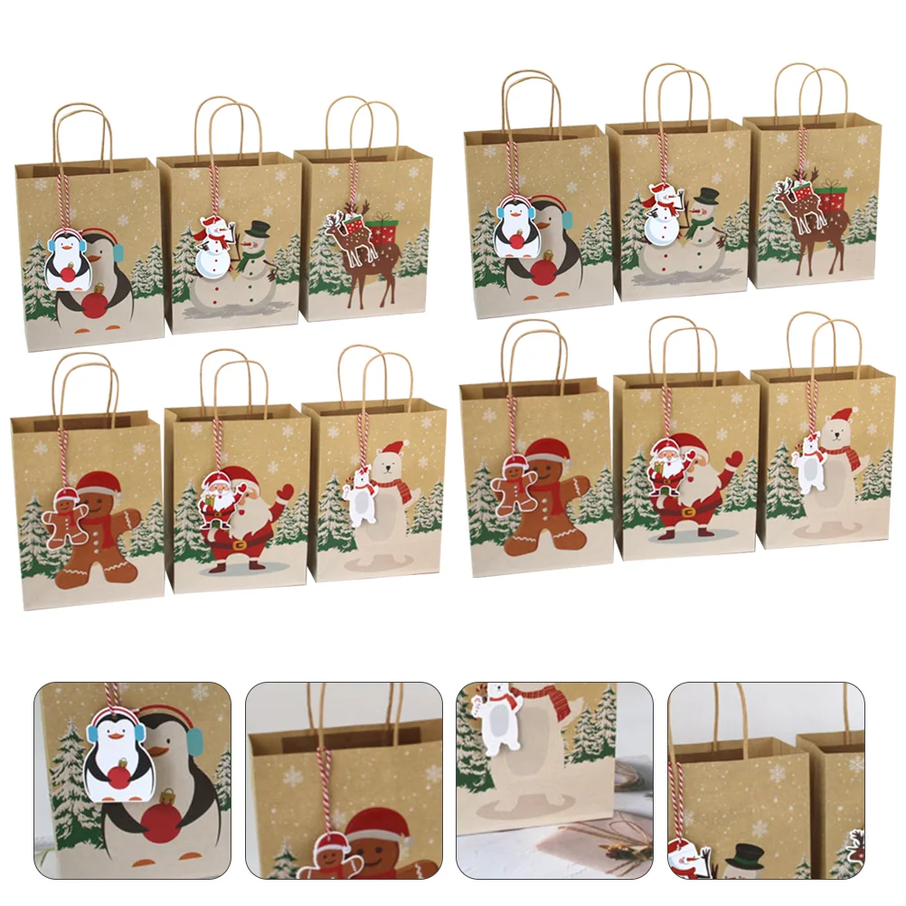 

Bag Paper Christmas Bags Candy Packaging Kraft Gift Packing Biscuit Decorative Party Favors Xmas Tote Craft