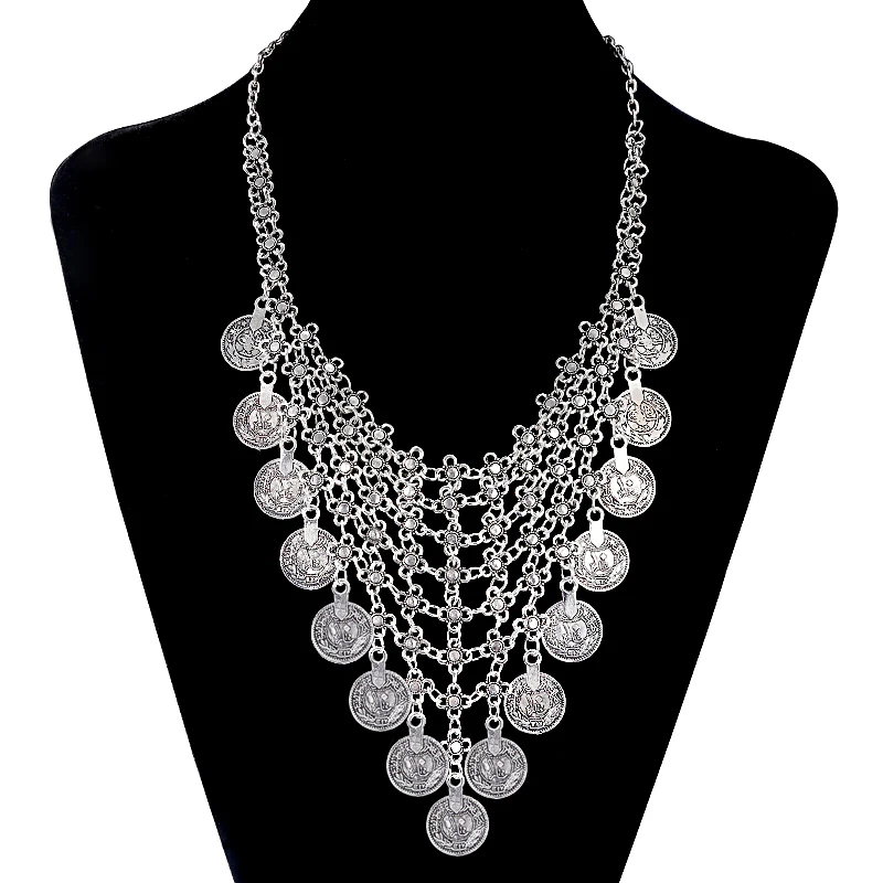 

Bohemian Multi-layer Chain Necklace For Women Ethnic Gypsy Handmade Coin Tassel Jewelry Beach Boho Statement Vintage Necklace