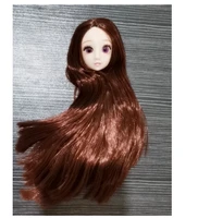 3d eyes bjd doll head rose gold brown hair doll suitable for 30 cm body ordinary skin girl fashion diy dress up toy
