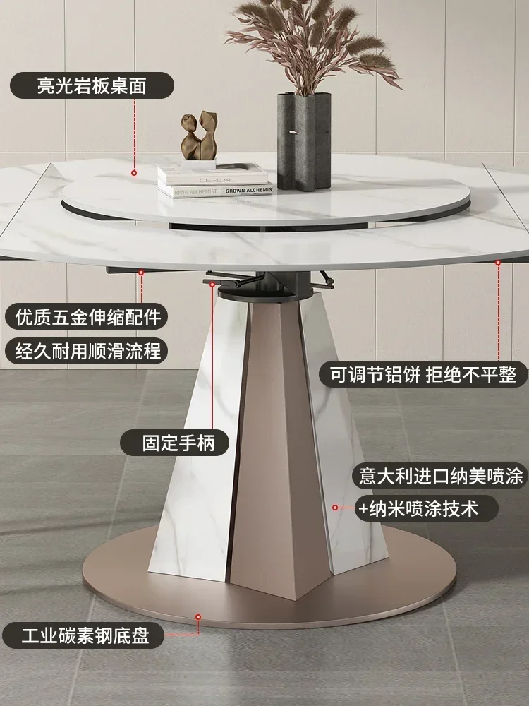 Легкий экстравагантный стол из каменной плиты регулируемый круглый с поворотным