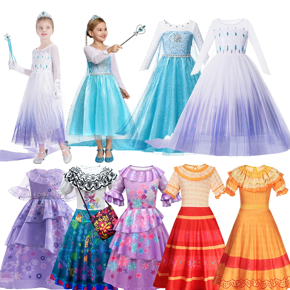 

Disney Encanto Frozen 2 Costume for Girls Princess Elsa Dress Ball Gown Birthday Kids Snow Queen Cosplay Carnival Clothing