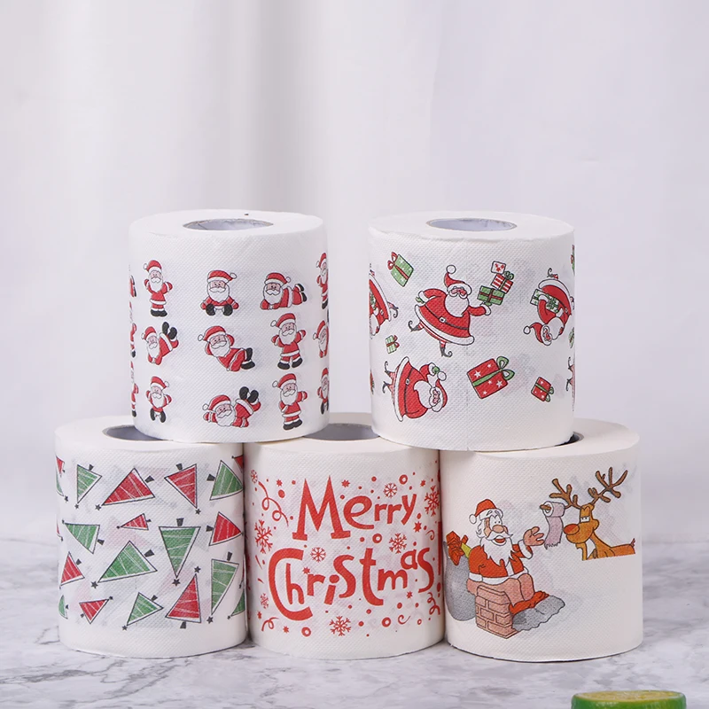 

1 Roll Christmas Napkin Santa Claus Tree Snowflake Paper Napkin Table Decor Christmas Decorations For Home Decor
