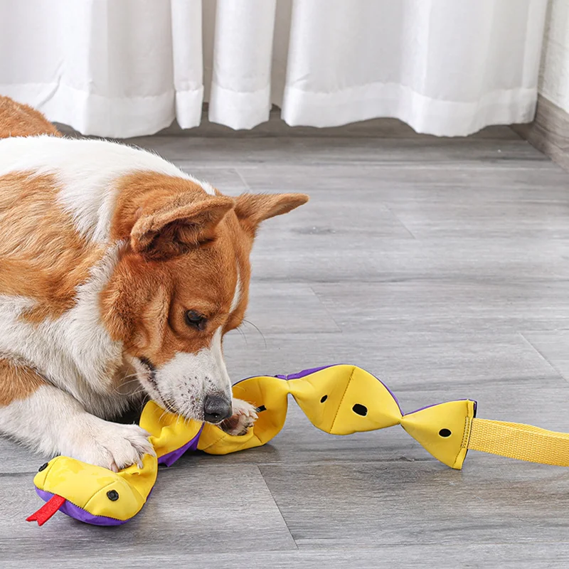 Funny Pet Toy Snake Shape Corduroy Chew Toy for Dogs Puppy Squeaker Squeaky Plush Dog Toy Pet Training Dog Accessories