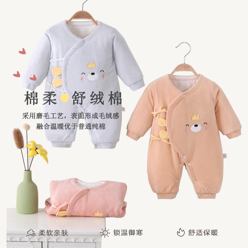 Newborn Baby Thin Cotton One-piece Clothes Newborn Baby Cotton Full Moon Monk Clothes 0-3 Months Autumn And Winter Butterfly Clo