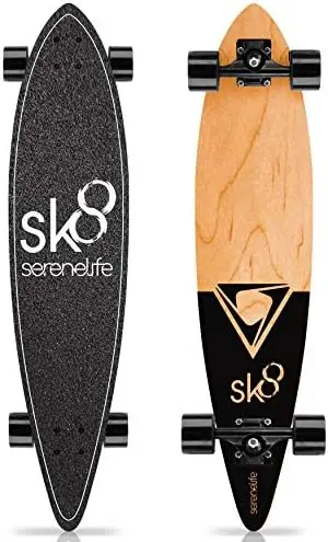 

Standard Skateboard Mini Cruiser - 8 Ply Canadian & Bamboo Maple Deck Complete Flat Concave Skate Board W/ 7" Aluminum T