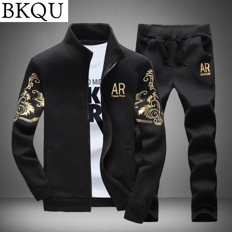 

Brand Men Casual Sets Autumn New Men's Jacket + Pants Tracksuit Fashion Print Sportswear Zipper Suit Clothes Mens Joggers Set