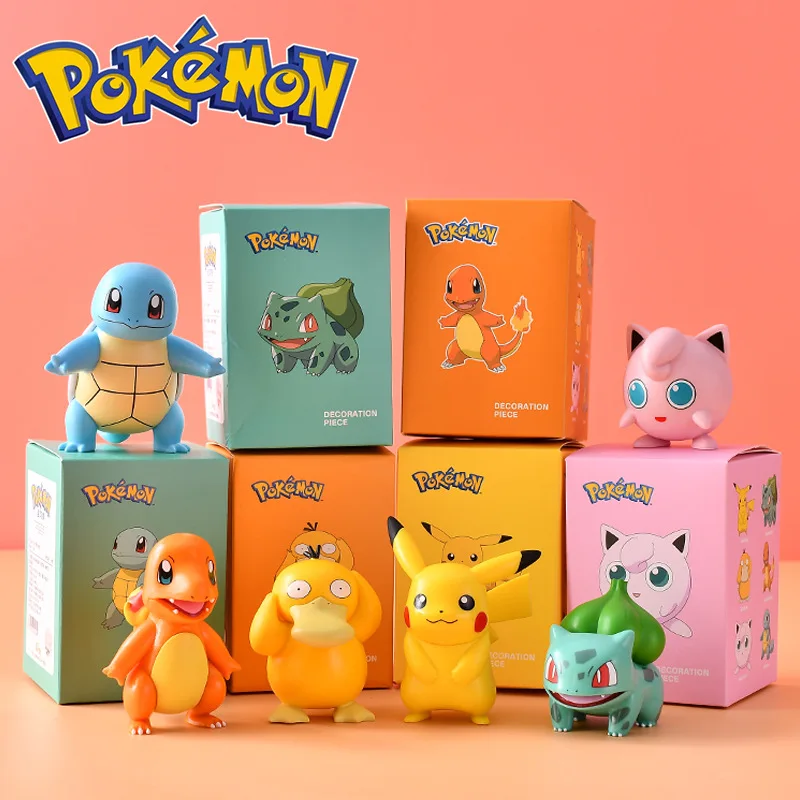 

Pokemon Pikachu Psyduck Charmander Squirtle Jigglypuff Bulbasaur Anime Figures Toys Model Keychain Kawaii Birthday Gift For Kids