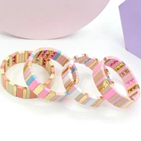bohemian ethnic style fashion enamel ladies bracelet bangle macaron color matching rectangular rectangle lucky bracelet jewelry