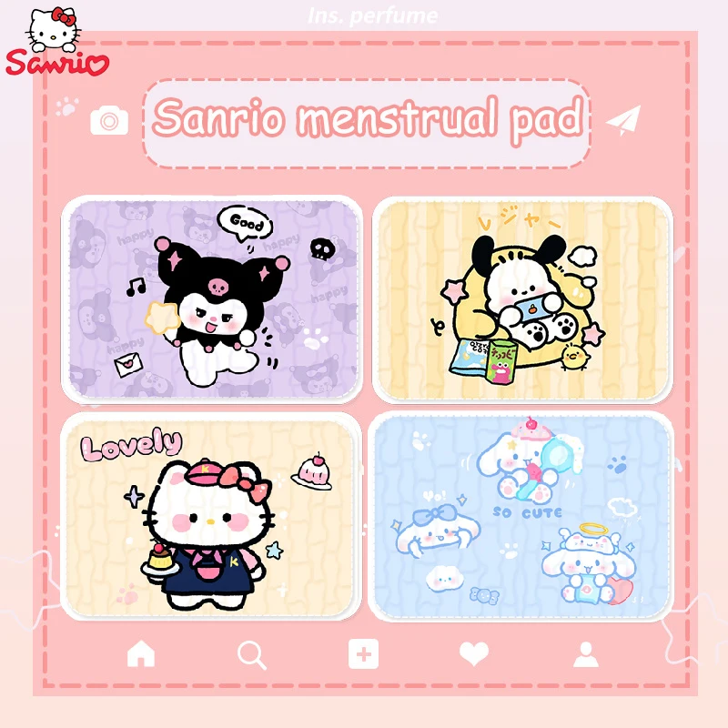 

Sanrio Hello Kitty Menstrual Pad Pochacco Kuromi Small Mattress Diaper Pad Pure Cotton Breathable Leak Proof Girlfriend Gift
