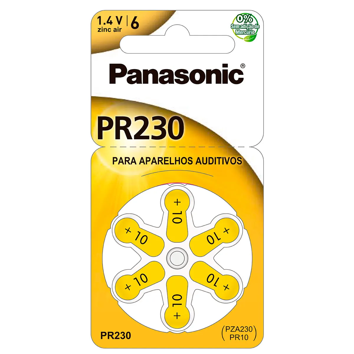 

HEARING BATTERY ZINC AIR 1,4V 63MAH WITH 6 PR-230BR/300