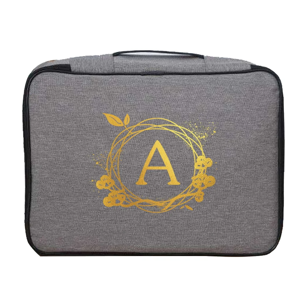Documents Bags Handbags Unisex File Holder Travel Credentials Luggage Wallet Storage Bag Waterproof Wreath Print Organizer Case