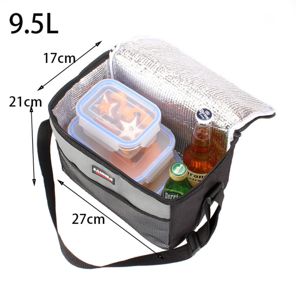 

9.5L Cooler Bag Insulated Lunch Bag Thermal Picnic Box With Shoulder Strap Meal Prep Cooler Pack
