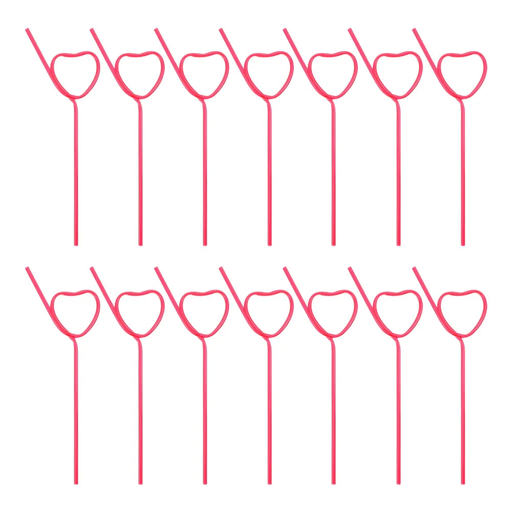 

25pcs Heart Shape Straws Beverage Straws Heart Shape Straws Curved Straws Drinking Straws for Bar Home Party Shop Rosy