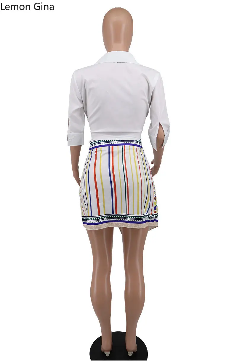 Элегантный женский комплект Lemon Gina рубашка с принтом и завязкой на Подоле