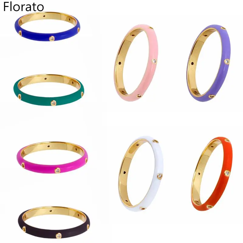 Fashion rings Gold Plated Silver Ultra Thin Enamel Rings Size 6/7/8 Fine 5 Color rings For women Fashion Jewelry Wedding Gifts