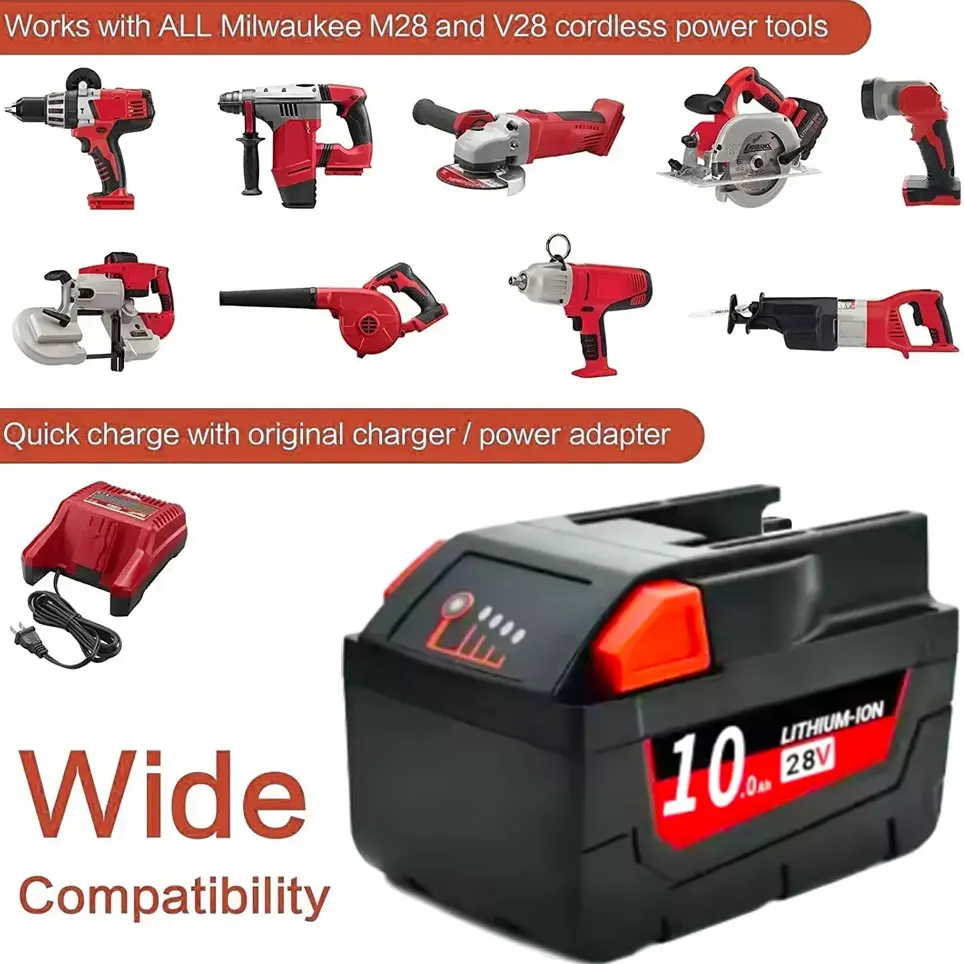Литий-ионный аккумулятор 28 В, 6,0 Ач для аккумуляторной батареи MILWAUKEE M28 V28 Power 48-11-2830, 28 В (art.: 3920cbbde3b60) - 3920cbbde3b60