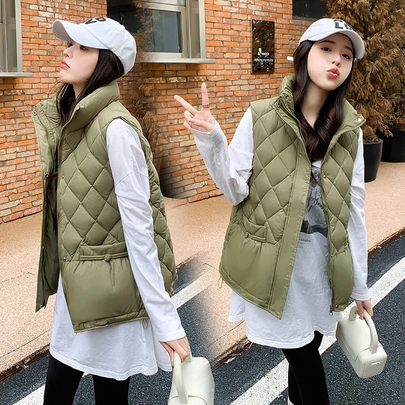 

2023 New Women Vest Chalecos Para Mujer Autumn and Winter Korean Version Pocket Loose Maga Coat Fashion Zipper Keep Warm