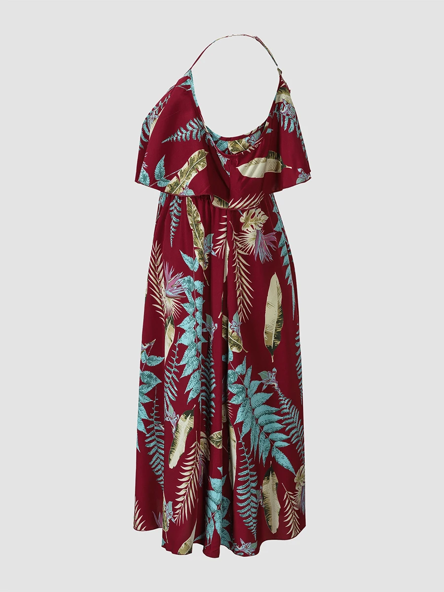 Finjani Plus Size Women Dress Spring and Autumn Sexy Sling Print Dresses Breathable Light Women's Evening Dresses