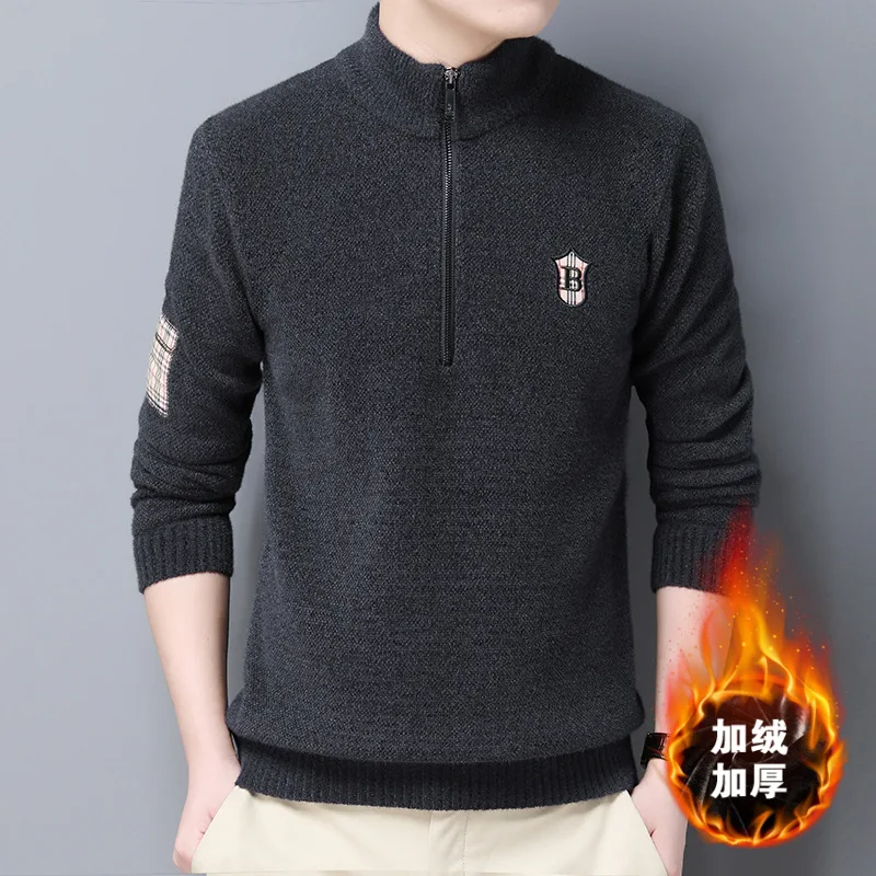 

Men's winter casual sweaters, winter warm clothes, ferret sweaters, autumn and winter Korean fashion casual shirts, stand collar