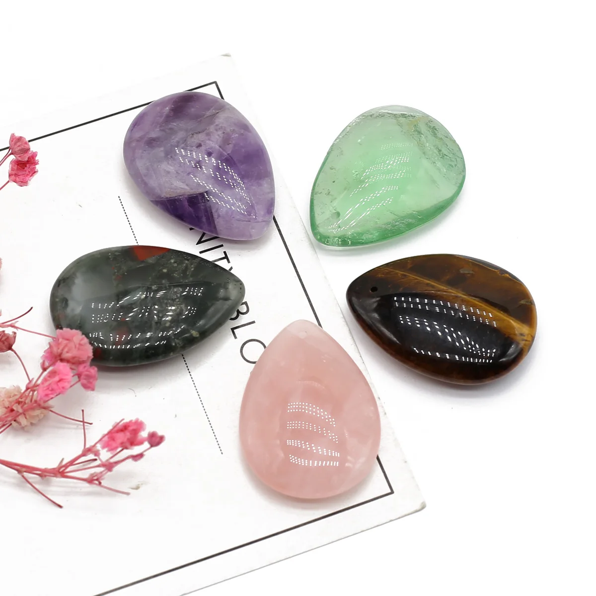 

Natural Stone Pendants Waterdrop Shape Crystal Quartz Agate Stone Charms for Jewelry Making Necklace Earrings