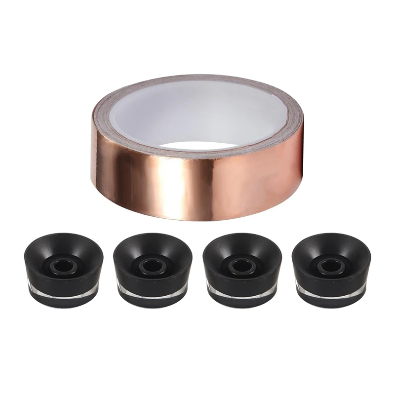 

4Pcs Top Hat Guitar Speed Bell Knob Volume Tone Control Knob 6Mm & 1Pcs Copper Foil Tape Adhesive EMI Shielding Guitar