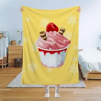 Ice Cream Cake Gourmet Flannel Throw Blanket Soft Warm Sweet Summer Sofa Bed Decor King Queen Size for Kids Teens Camping Gifts