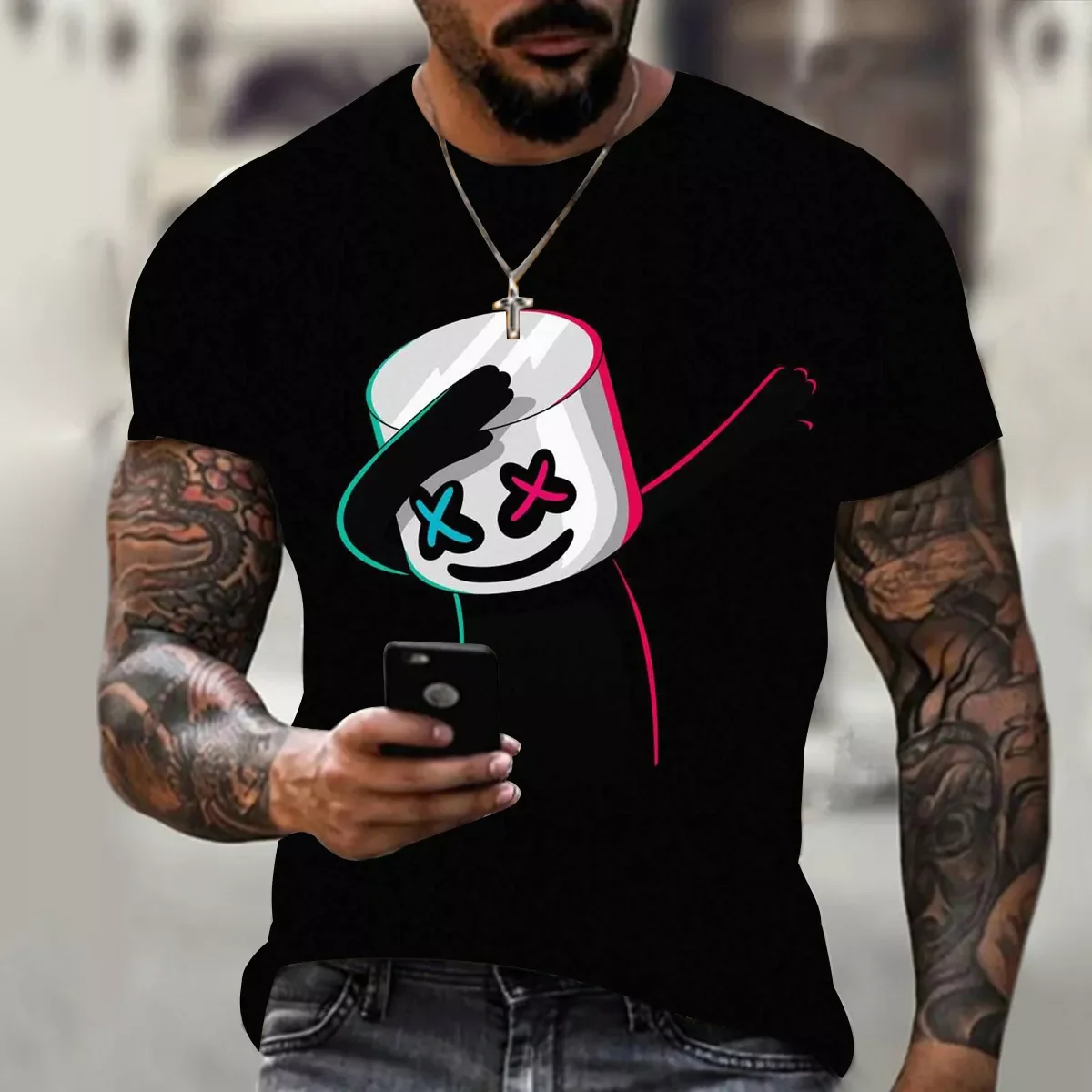 

Summer fun smiling face 3D graphic printing men's T-shirt 2022 hot sale fashion hip-hop street Harajuku casual round nec