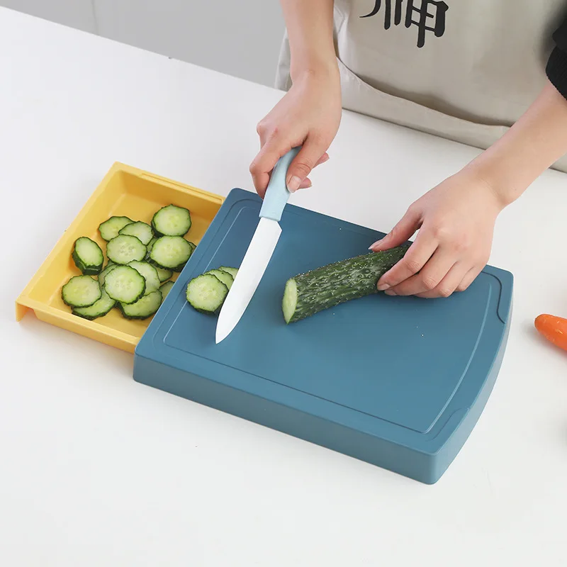 

Household manual grater preparation plate three-in-one kitchen plastic cutting board with drawer vegetable cutter artifact