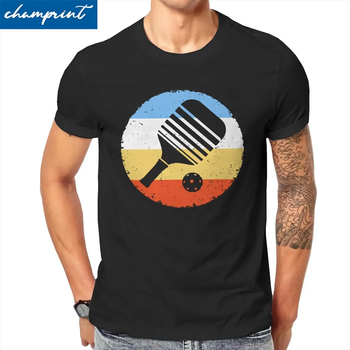 

Distressed Vintage Pickleball Retro Design T Shirts Men's 100% Cotton Funny T-Shirts Crewneck Tee Shirt Short Sleeve Tops