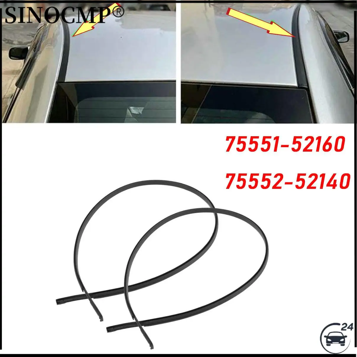 

2 шт. L + R набор накладок на боковую крышу 7555152160 7555252140 Для Toyota Yaris Sedan 2007 2008-2011 уплотнительная лента на крышу