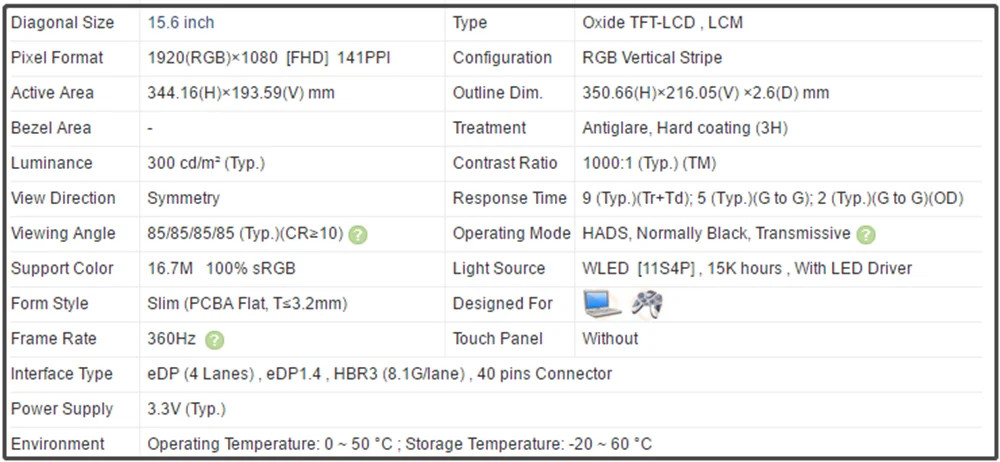 NE156FHM-NZ3 NE156FHM NZ3 15,6 Дюймов IPS ЖК-Экран Панель FHD.