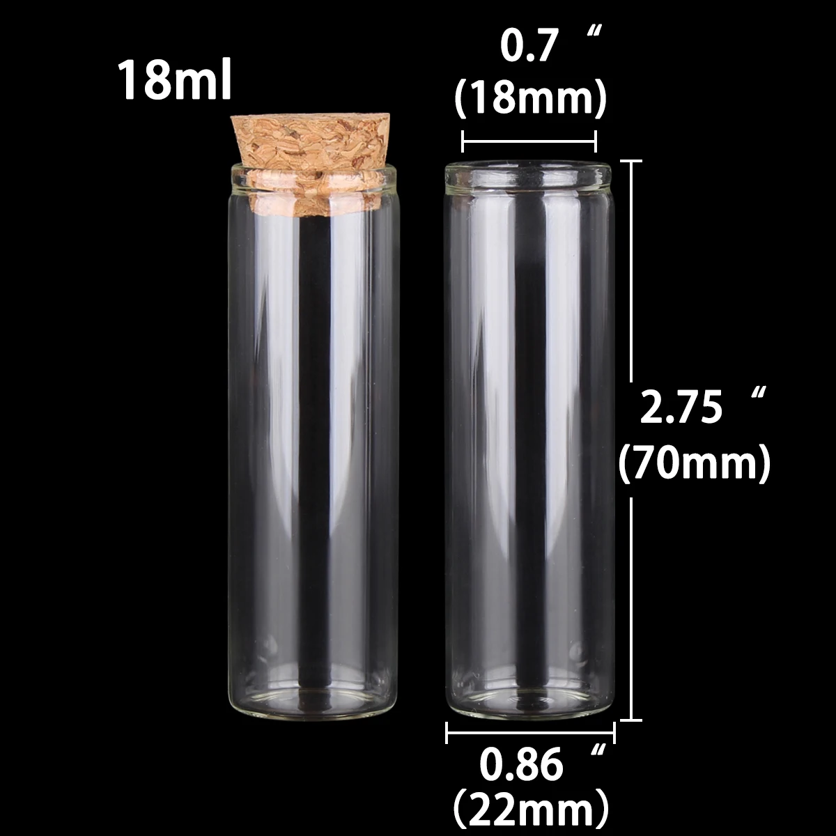 

60 pieces 18ml 22x70mm Transparent Glass Test Tube with cork stopper Spice Jars for Wedding Gift Art DIY Crafts