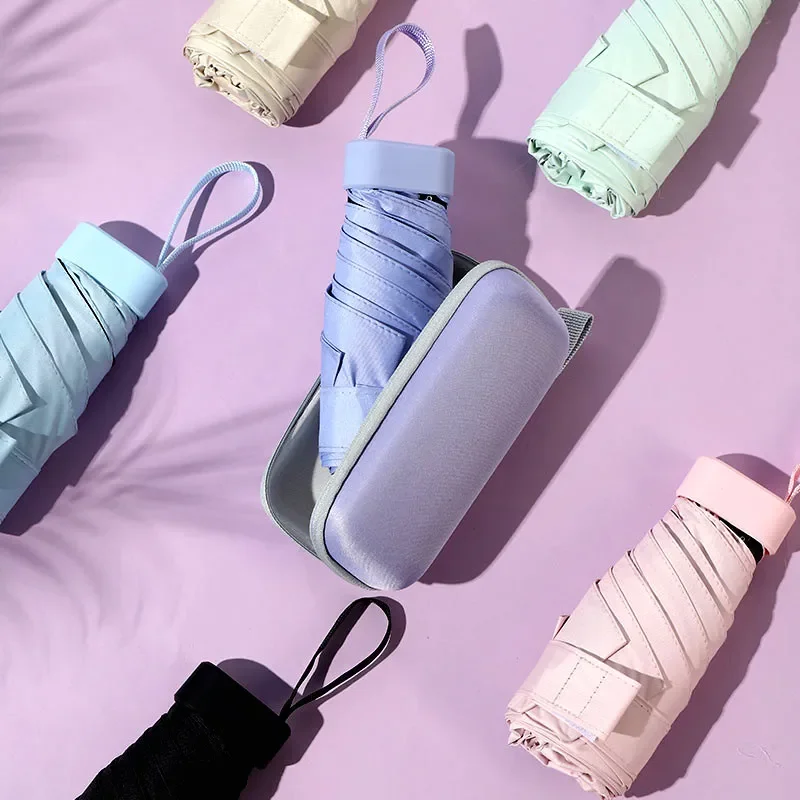 

NEW2023 Flat Cute Mini Umbrella Six Folding UV Luxury Manual Umbrella Rain Women Portable Summer Outdoor Pocket Sun Umbrella Gir