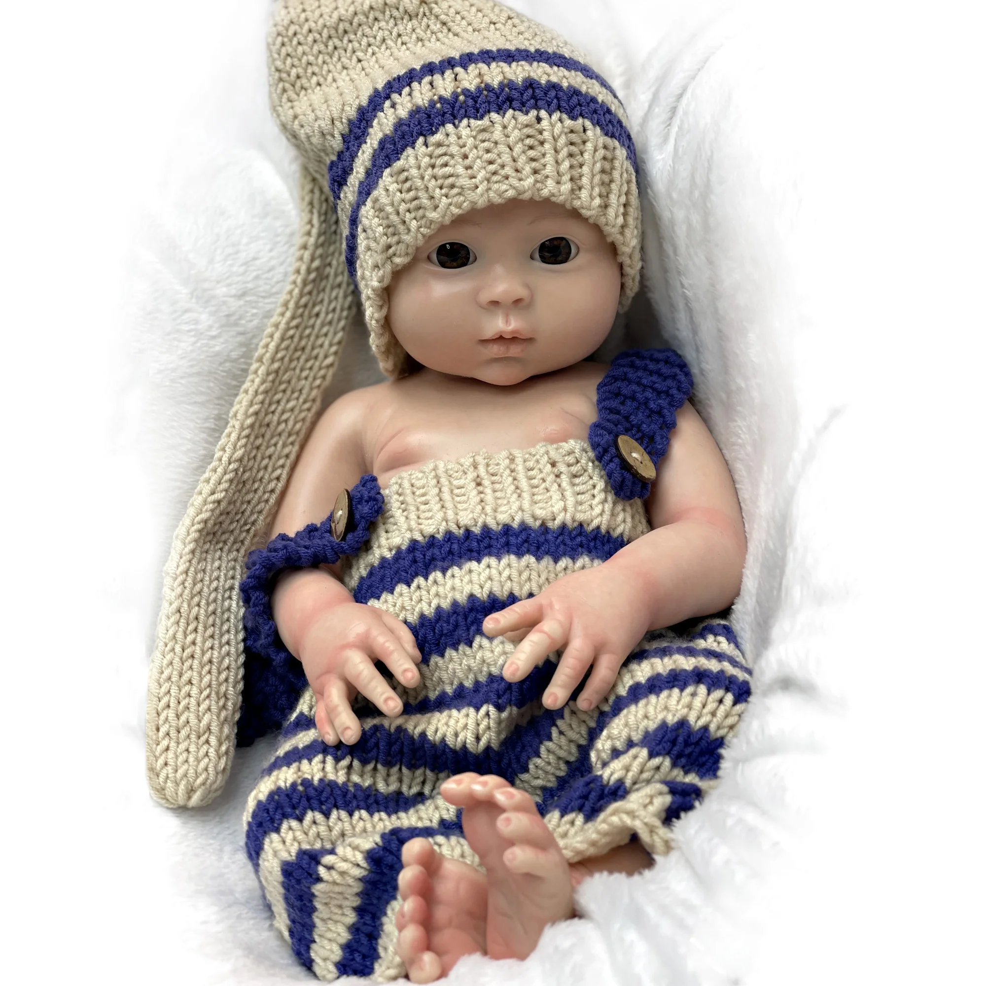 

18 Inch Full Body Solid Silicone Bebe Reborn Dolls Painted Handmade Silicone Bebe Kit Bebê Reborn De Silicone