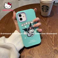 hello kitty kuromi frosted green shockproof cover for iphone 13 13 pro 13 pro max 12 12 pro max 11 pro x xs cartoon phone case