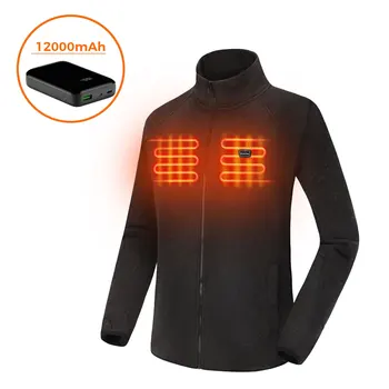Women's Heated Fleece Jacket Full Zip with Battery Pack 12000mAh 3 Heating Zones Winter Warm for Outdoor Camping Hiking Hunting 1