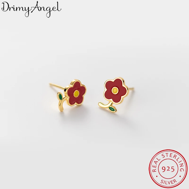 

Женские серьги из серебра 100% пробы, вечерние красными цветами