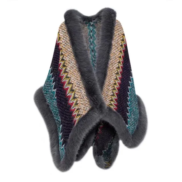 

Loose Shawl Faux Fox Fur Scarf Oversized Cloak Fashion Cape Solid Women Winter Long Knit Cashmere Poncho Coat Wraps Pashmina