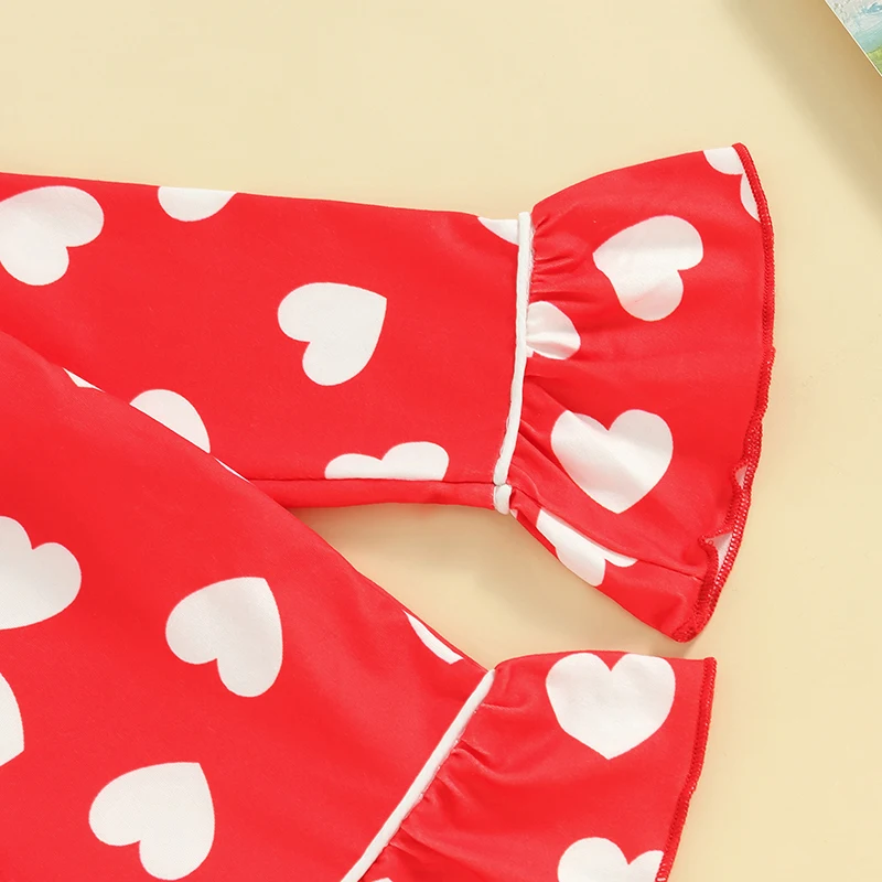 Пижамный комплект Txlixc для девочек рубашка с длинными рукавами и оборками принтом