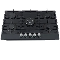 ljx home appliance cooktop gas 5 burner blue flame cast iron grill built in glass gas hob 76cm