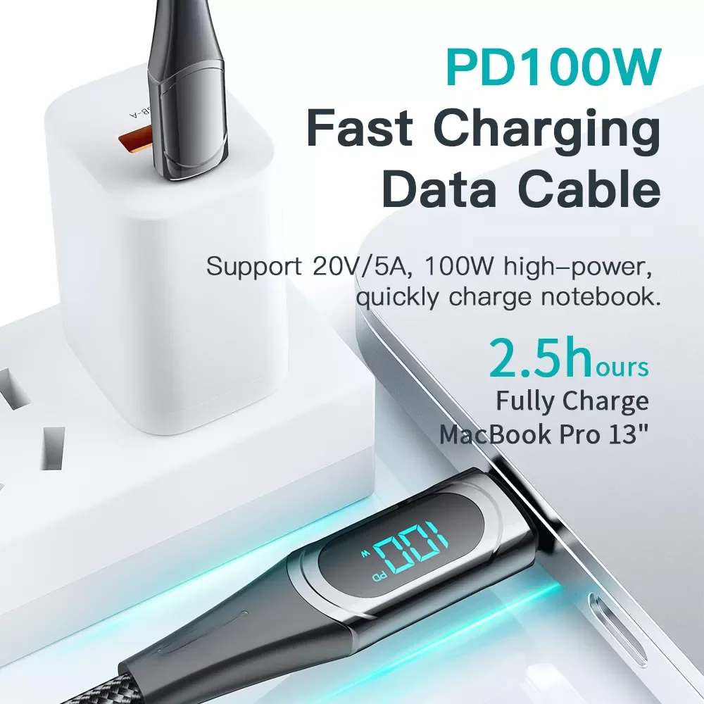 

NEW2023 USB Type C To USB C 100W/5A PD Fast Charging Charger Wire Cord For Macbook Type-C USBC 2M