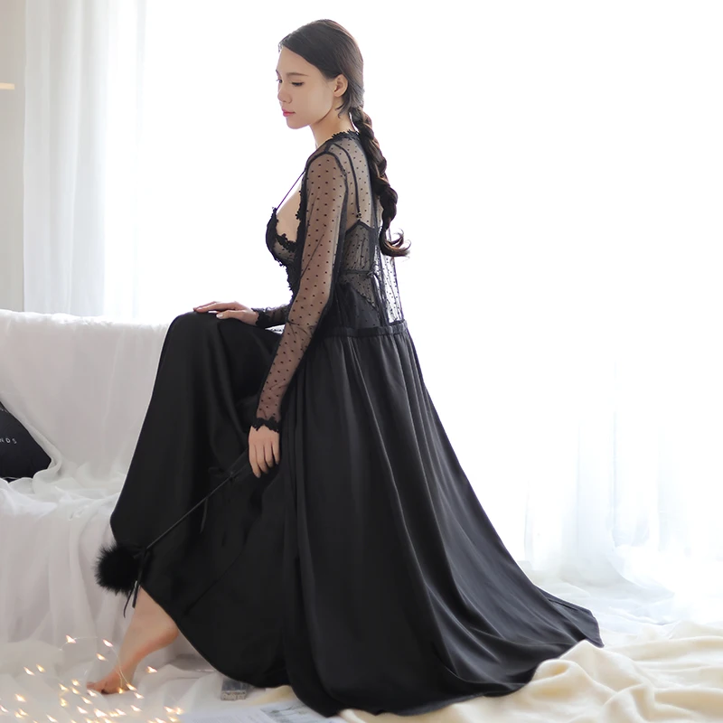 

Кимоно кружевное шелковое ночное белье наборы ночной рубашки розовая ночная рубашка халат для ванной длинная одежда для подружки невесты атласная Свадебная женская одежда 2 шт. халаты