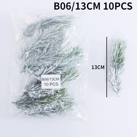 Искусственные сосновые ветви 10-20 шт., искусственные белоснежные зеленые растения, рукоделие, искусственные украшения для елки