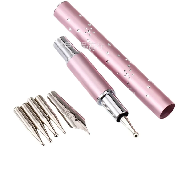 

Карандаш стразы из нержавеющей стали с 5 насадками, ручка-карандаш для рисования под УФ-гелем, акрилом, инструменты для нейл-арта