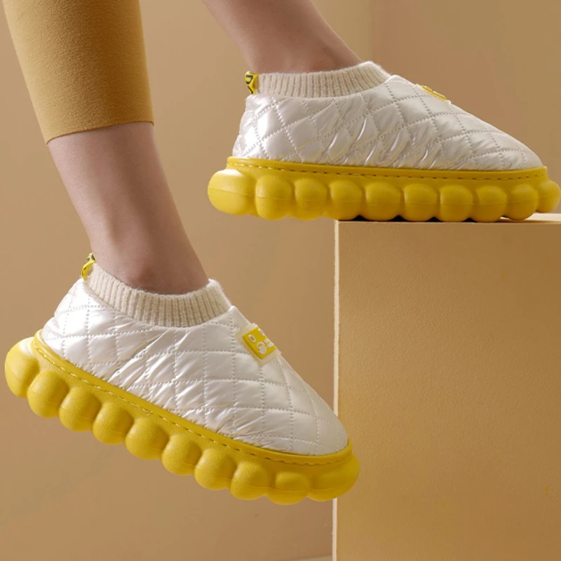 

Women Cotton Slippers Winter Comfortable Indoor Waterproof Slip on Cotton Shoes Leisure Non-slip Flats Zapatillas Casa Mujer