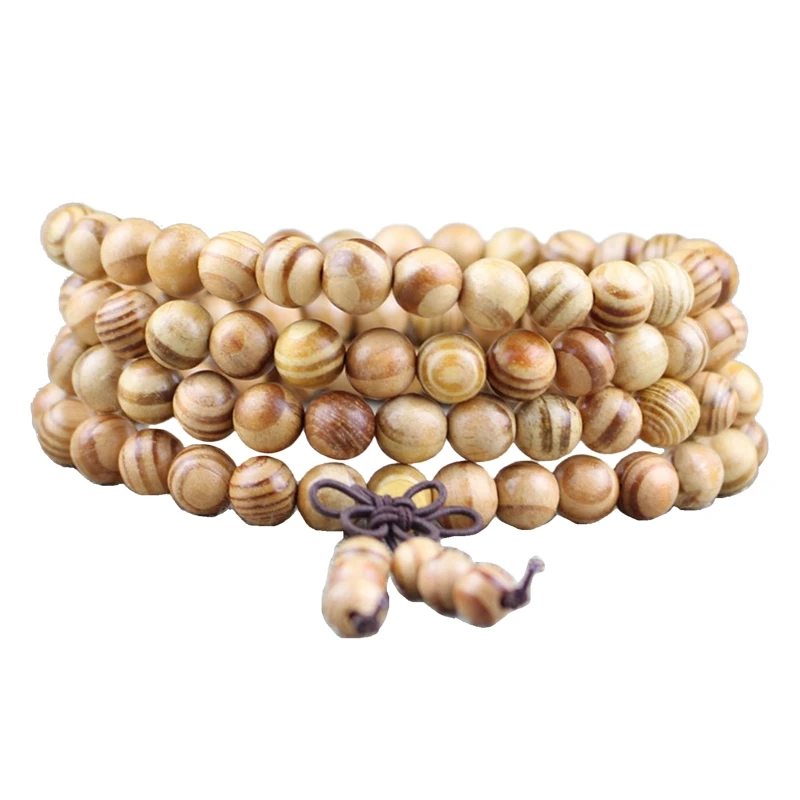 

108 Wooden Beads Bracelet 6mm Elastic Rope Chain Bracelets for Women Girl