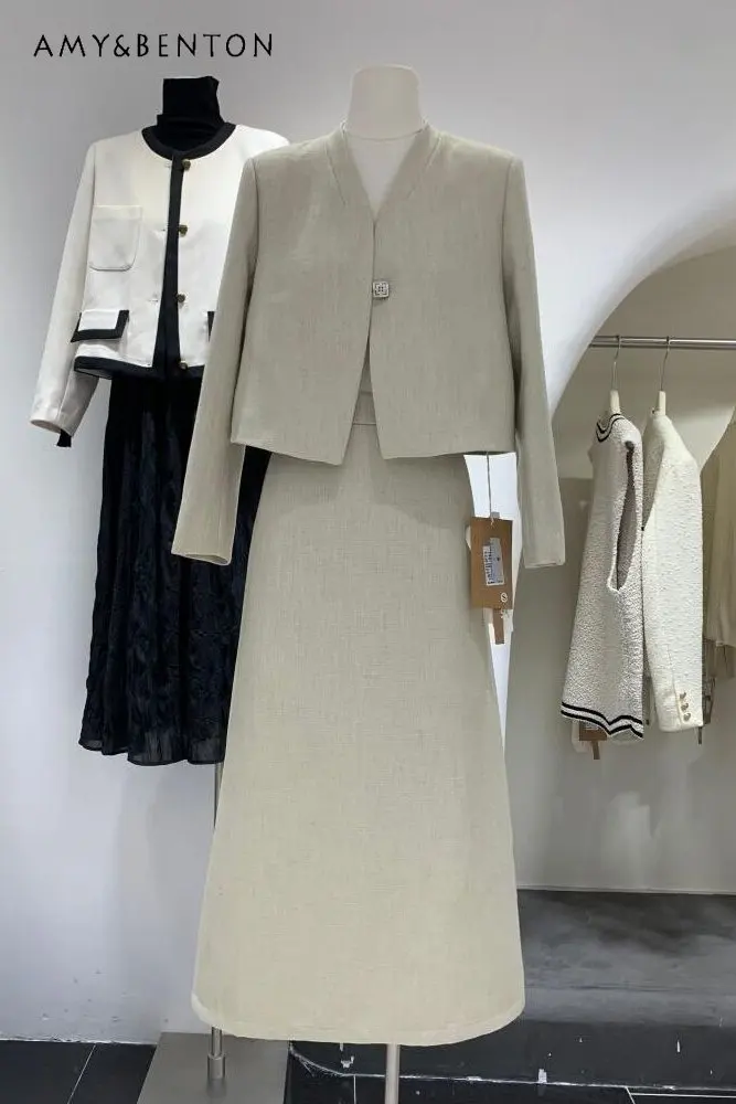 Костюм пальто и юбка костюм для женщин весна осень новый кардиган топ с высокой