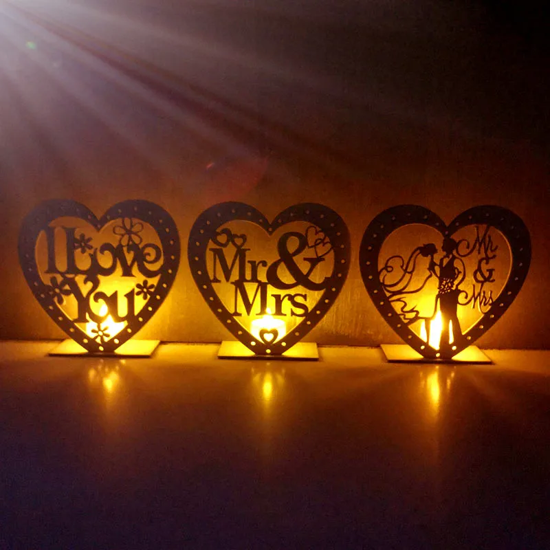 

Heart Rose Flower Shape Led Wooden Light Ornament Fairy Light String Valentine's Day Gifts Wedding Party Holiday Decoration