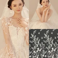 xb70211 hot sale africa lace fabric high quality luxury handmade embroidery beads net lace with sequins in party wedding dress