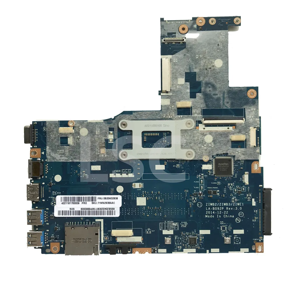 SZWXZY для Lenovo B50-80 материнская плата ноутбука FRU 5B20K02837 5B20K02738 I3-5020U CPU LA-B092P 100% рабочий |